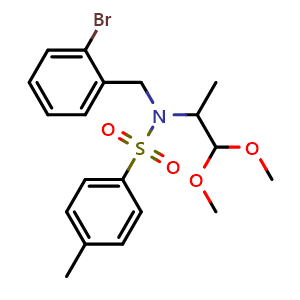 Chemical structure of N-(2-Bromobenzyl)-N-(1,1-dimethoxypropan-2-yl)-4-methylbenzenesulfonamide , AChemBlock AD276408