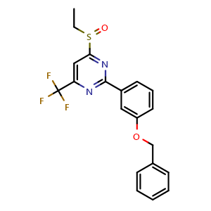 Chemical structure of 2-(3-(Benzyloxy)phenyl)-4-(ethylsulfinyl)-6-(trifluoromethyl)pyrimidine , AChemBlock AD276409
