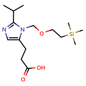 Chemical structure of 3-(2-Isopropyl-1-((2-(trimethylsilyl)ethoxy)methyl)-1H-imidazol-5-yl)propanoic acid , AChemBlock AD276414