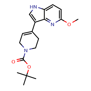 Chemical structure of tert-Butyl 4-(5-methoxy-1H-pyrrolo[3,2-b]pyridin-3-yl)-3,6-dihydropyridine-1(2H)-carboxylate , AChemBlock AD276427