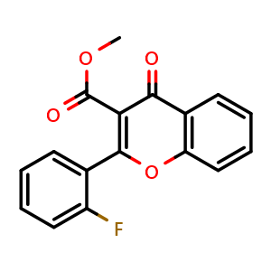 Chemical structure of Methyl 2-(2-fluorophenyl)-4-oxo-4H-chromene-3-carboxylate , AChemBlock AD276437