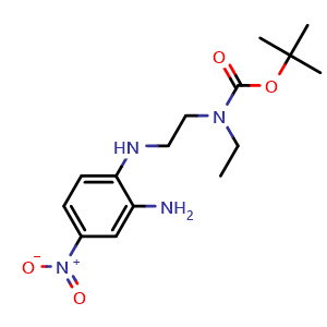 Chemical structure of tert-Butyl (2-((2-amino-4-nitrophenyl)amino)ethyl)(ethyl)carbamate , AChemBlock AD276450