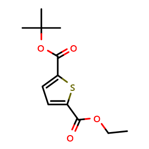 Chemical structure of 2-(tert-Butyl) 5-ethyl thiophene-2,5-dicarboxylate , AChemBlock AD276455