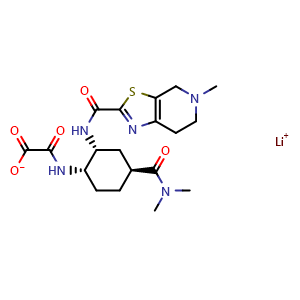 Chemical structure of lithium 2-(((1S,2R,4S)-4-(dimethylcarbamoyl)-2-(5-methyl-4,5,6,7-tetrahydrothiazolo[5,4-c]pyridine-2-carboxamido)cyclohexyl)amino)-2-oxoacetate , CAS 480450-86-0, AChemBlock AD276462