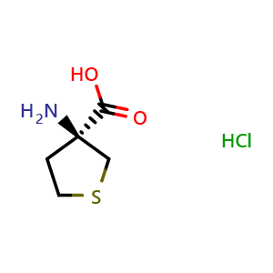 Chemical structure of (S)-3-aminotetrahydrothiophene-3-carboxylic acid hydrochloride , CAS 2819352-60-6, AChemBlock AD276467