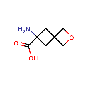 Chemical structure of 6-Amino-2-oxaspiro[3.3]heptane-6-carboxylic acid , CAS 1510179-95-9, AChemBlock AD276469