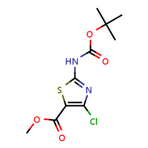 Chemical structure of Methyl 2-(Boc-amino)-4-chlorothiazole-5-carboxylate , CAS 804482-36-8, AChemBlock AD276492