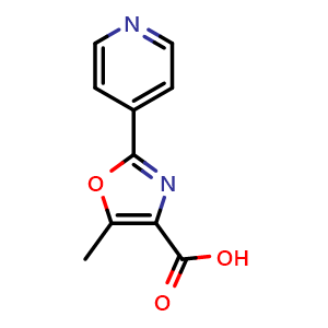 Chemical structure of 5-Methyl-2-(4-pyridyl)oxazole-4-carboxylic acid , CAS 1083318-06-2, AChemBlock AD276497