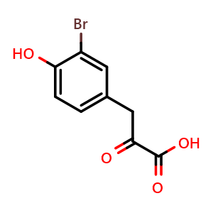Chemical structure of 3-(3-Bromo-4-hydroxyphenyl)-2-oxopropanoic acid , CAS 390424-25-6, AChemBlock AD276502