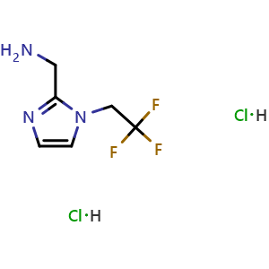 Chemical structure of [1-(2,2,2-Trifluoroethyl)-1H-imidazol-2-yl]methanamine dihydrochloride , CAS 2344680-48-2, AChemBlock AD276514