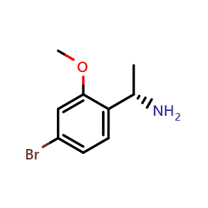 Chemical structure of (S)-1-(4-Bromo-2-methoxyphenyl)ethanamine , CAS 1212972-32-1, AChemBlock AD276515
