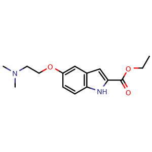 Chemical structure of Ethyl 5-[2-(dimethylamino)ethoxy]-1H-indole-2-carboxylate , CAS 204915-67-3, AChemBlock AD276516