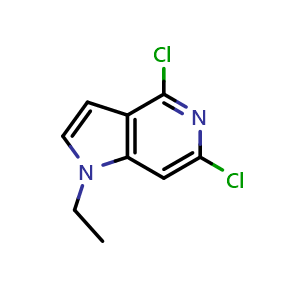 Chemical structure of 4,6-Dichloro-1-ethyl-5-azaindole , CAS 1507350-73-3, AChemBlock AD276519