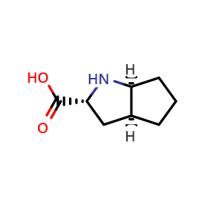 Chemical structure of (2R,3aS,6aS)-Octahydrocyclopenta[b]pyrrole-2-carboxylic acid , CAS 726691-28-7, AChemBlock AD276530