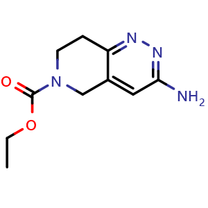 Chemical structure of Ethyl 3-amino-7,8-dihydropyrido[4,3-c]pyridazine-6(5H)-carboxylate , CAS 1474036-13-9, AChemBlock AD276534