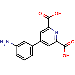Chemical structure of 4-(3-Aminophenyl)pyridine-2,6-dicarboxylic acid , CAS 2131052-54-3, AChemBlock AD276541