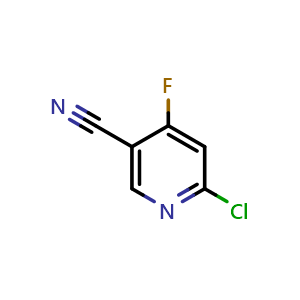 Chemical structure of 6-Chloro-4-fluoronicotinonitrile , CAS 1256820-16-2, AChemBlock AD276542