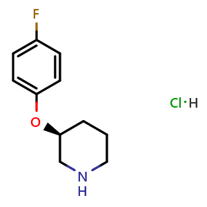 Chemical structure of (S)-3-(4-Fluorophenoxy)piperidine hydrochloride , CAS 2566437-68-9, AChemBlock AD276550