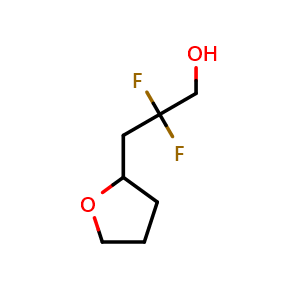 Chemical structure of 2,2-Difluoro-3-(tetrahydrofuran-2-yl)-1-propanol , CAS 1780760-79-3, AChemBlock AD276554