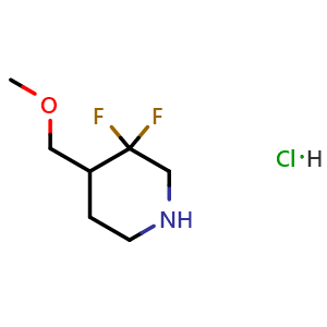 Chemical structure of 3,3-Difluoro-4-(methoxymethyl)piperidine hydrochloride , CAS 1373504-03-0, AChemBlock AD276558