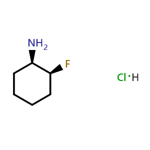 Chemical structure of cis-2-Fluorocyclohexanamine hydrochloride , CAS 1202158-30-2, AChemBlock AD276559