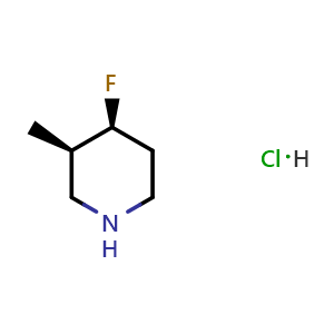 Chemical structure of (3R,4S)-4-Fluoro-3-methylpiperidine hydrochloride , CAS 2969133-52-4, AChemBlock AD276561