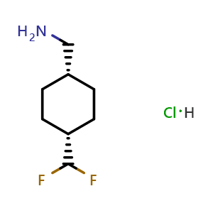 Chemical structure of [cis-4-(Difluoromethyl)cyclohexyl]methanamine hydrochloride , CAS 2987161-66-8, AChemBlock AD276562