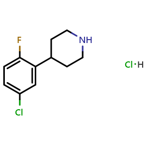 Chemical structure of 4-(5-Chloro-2-fluorophenyl)piperidine hydrochloride , CAS 1004618-98-7, AChemBlock AD276573