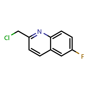 Chemical structure of 2-(Chloromethyl)-6-fluoroquinoline , CAS 124050-15-3, AChemBlock AD276595