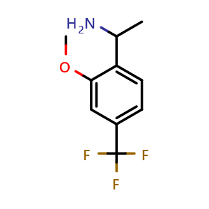 Chemical structure of 1-[2-Methoxy-4-(trifluoromethyl)phenyl]ethanamine , CAS 138228-14-5, AChemBlock AD276600