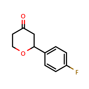 Chemical structure of 2-(4-Fluorophenyl)dihydro-2H-pyran-4(3H)-one , CAS 1026692-58-9, AChemBlock AD276601