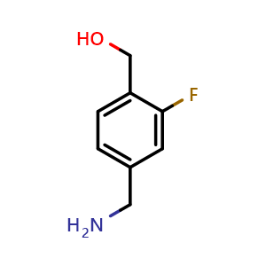 Chemical structure of 4-(Aminomethyl)-2-fluorobenzyl alcohol , CAS 1000512-15-1, AChemBlock AD276603