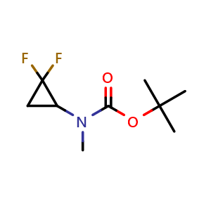Chemical structure of N-Boc-2,2-difluoro-N-methylcyclopropanamine , CAS 2941380-51-2, AChemBlock AD276604