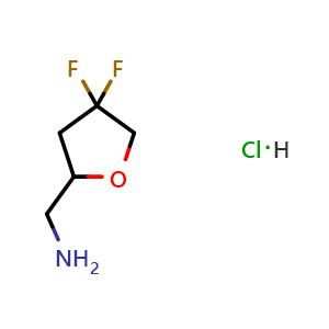 Chemical structure of (4,4-Difluorotetrahydrofuran-2-yl)methanamine hydrochloride , CAS 2137857-48-6, AChemBlock AD276607