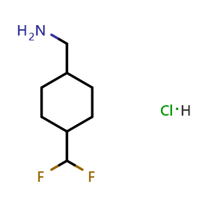 Chemical structure of [4-(Difluoromethyl)cyclohexyl]methanamine hydrochloride , CAS 2230798-59-9, AChemBlock AD276612
