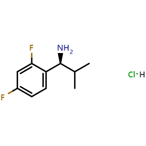 Chemical structure of (S)-1-(2,4-Difluorophenyl)-2-methyl-1-propanamine hydrochloride , CAS 1391448-94-4, AChemBlock AD276619