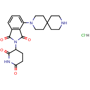 Chemical structure of 2-(2,6-Dioxo-3-piperidyl)-4-(3,9-diazaspiro[5.5]undecan-3-yl)isoindoline-1,3-dione hydrochloride , CAS 2573306-56-4, AChemBlock AD276623