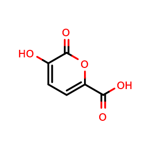 Chemical structure of 3-Hydroxy-2-oxo-2H-pyran-6-carboxylic acid , CAS 93905-59-0, AChemBlock AD276646