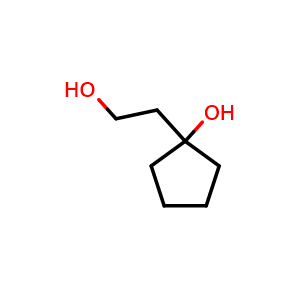 Chemical structure of 1-(2-Hydroxyethyl)cyclopentanol , CAS 73089-93-7, AChemBlock AD276649