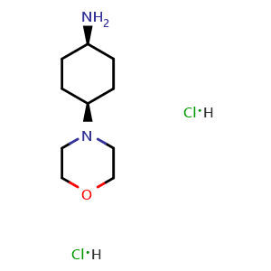 Chemical structure of cis-4-Morpholinocyclohexanamine dihydrochloride , CAS 2639412-98-7, AChemBlock AD276655