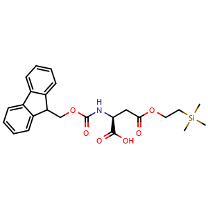 Chemical structure of (S)-2-(Fmoc-amino)-4-oxo-4-[2-(trimethylsilyl)ethoxy]butanoic acid , CAS 148625-39-2, AChemBlock AD276657