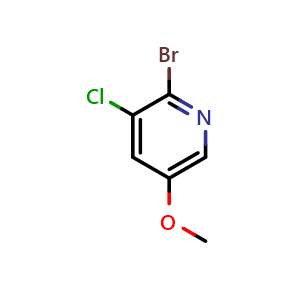 Chemical structure of 2-Bromo-3-chloro-5-methoxypyridine , CAS 1211525-38-0, AChemBlock AD276659