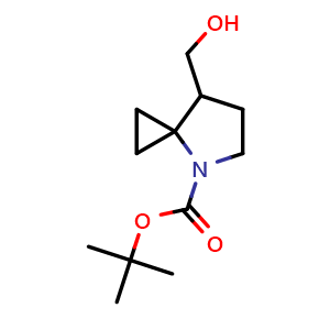 Chemical structure of (4-Boc-4-azaspiro[2.4]heptan-7-yl)methanol , CAS 1781110-61-9, AChemBlock AD276662