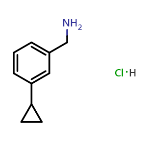 Chemical structure of 3-Cyclopropylbenzylamine hydrochloride , CAS 1404561-78-9, AChemBlock AD276670