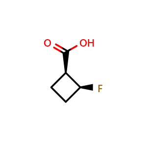 Chemical structure of cis-2-Fluorocyclobutanecarboxylic acid , CAS 3046294-31-6, AChemBlock AD276672
