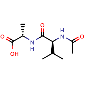 Chemical structure of (S)-2-[(S)-2-Acetamido-3-methylbutanamido]propanoic acid , CAS 116460-31-2, AChemBlock AD276674