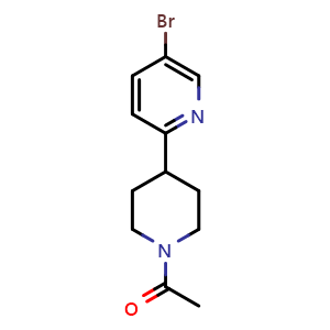 Chemical structure of 1-[4-(5-Bromo-2-pyridyl)-1-piperidyl]ethanone , CAS 1316221-39-2, AChemBlock AD276676