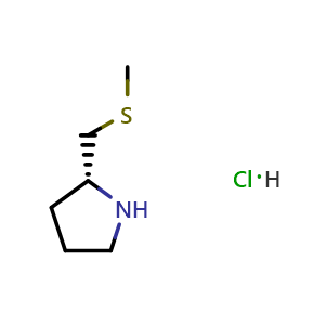 Chemical structure of (R)-2-[(Methylthio)methyl]pyrrolidine hydrochloride , CAS 2639374-73-3, AChemBlock AD276685