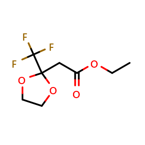 Chemical structure of Ethyl 2-[2-(trifluoromethyl)-1,3-dioxolan-2-yl]acetate , CAS 70976-12-4, AChemBlock AD276686