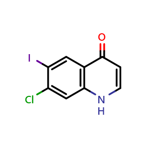 Chemical structure of 7-Chloro-6-iodoquinolin-4(1H)-one , CAS 1021913-03-0, AChemBlock AD276688